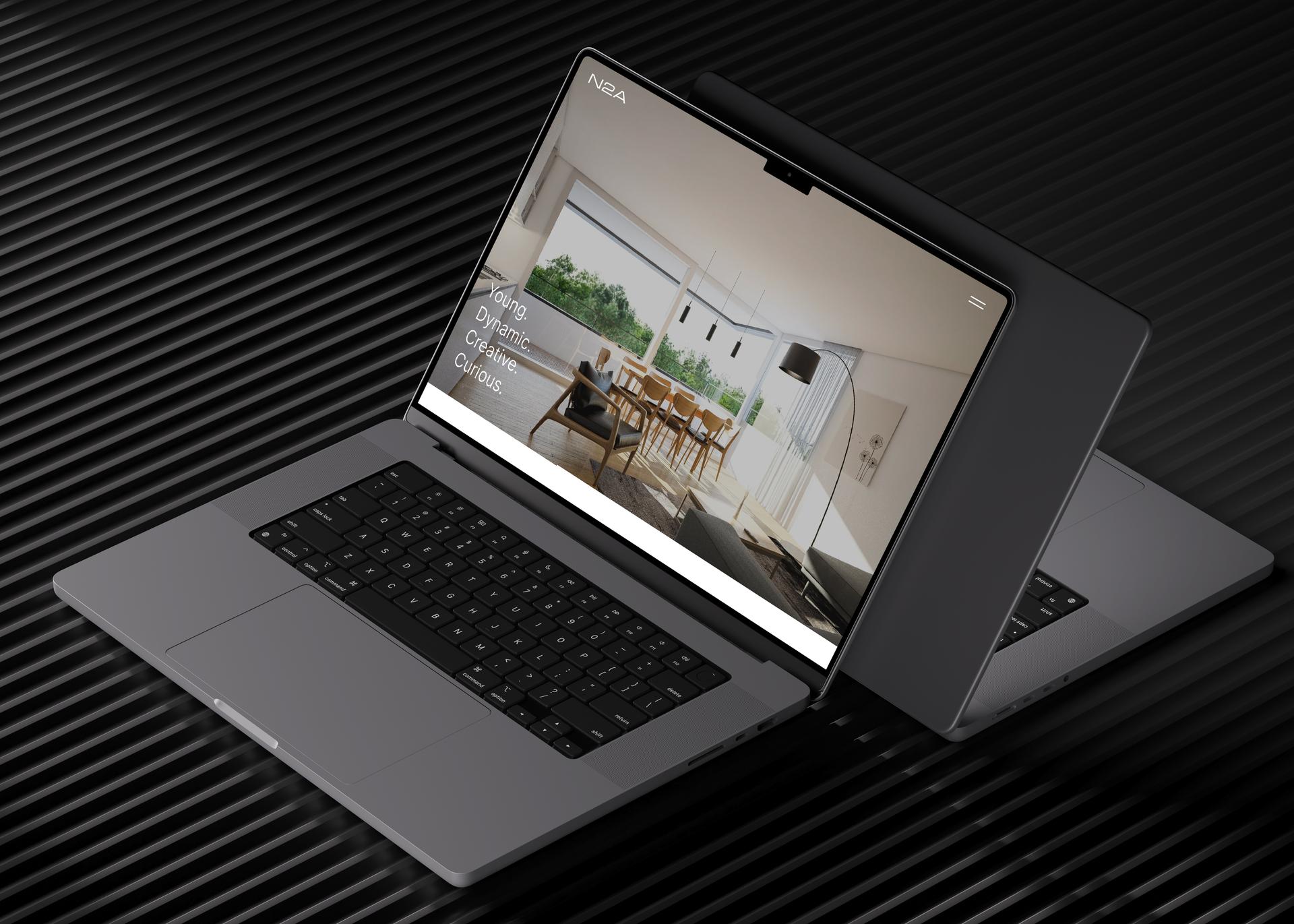 Architecture projects by N2A in a responsive modern web design on mobile developed by Panascais