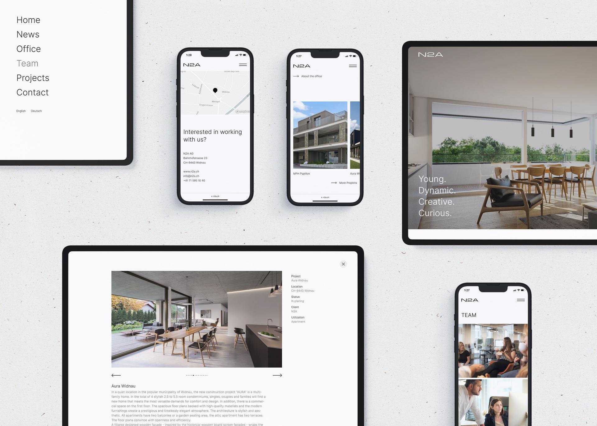 Large image of the elegant design of an architecture website in a simple and modern mockup.