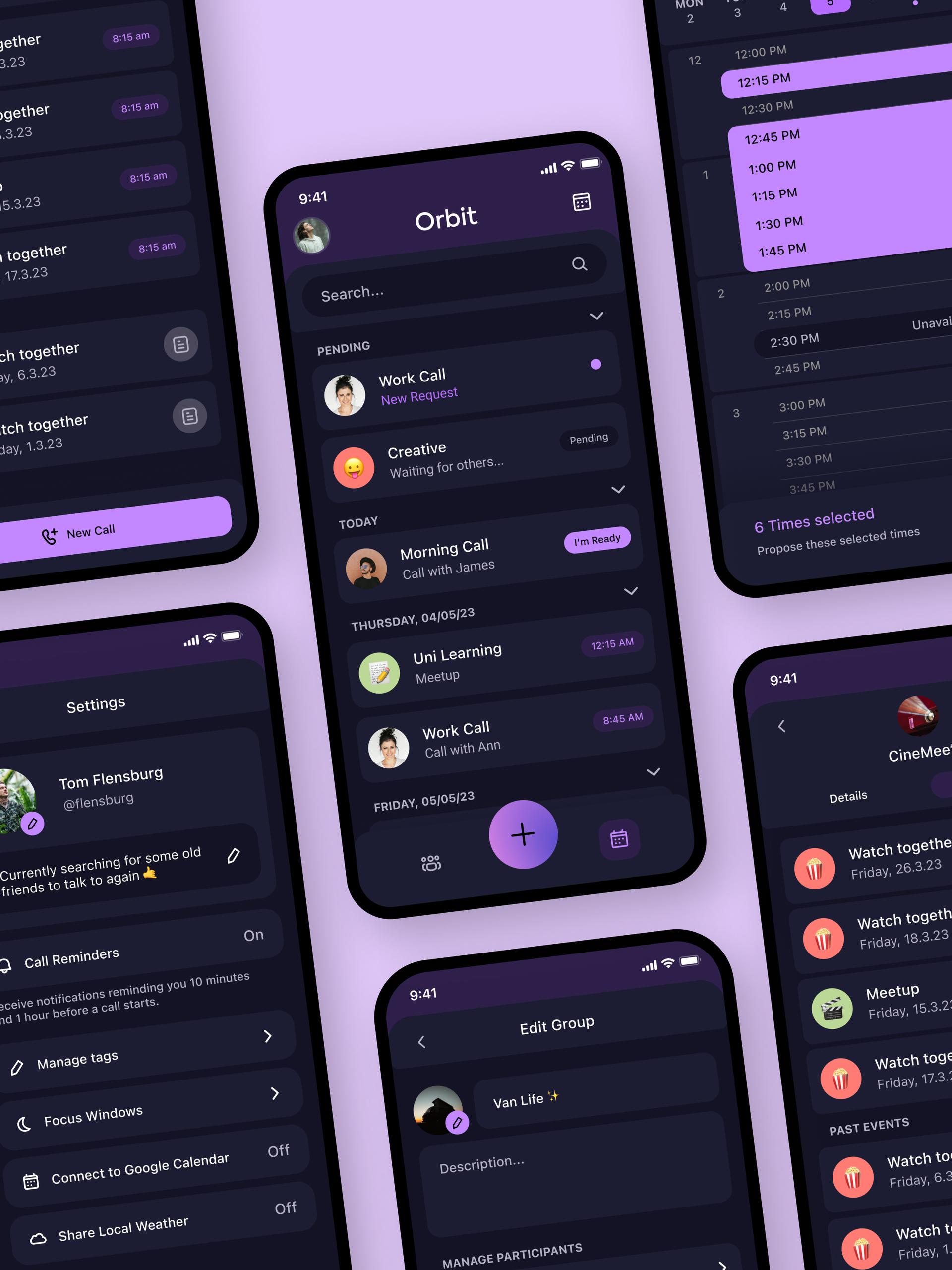 An overview of modern and simple UI elements designed for the Orbit app and website.