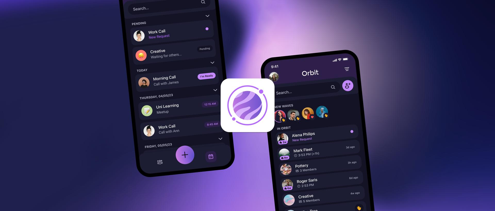 Mockup of the Orbit website, branding and app project.