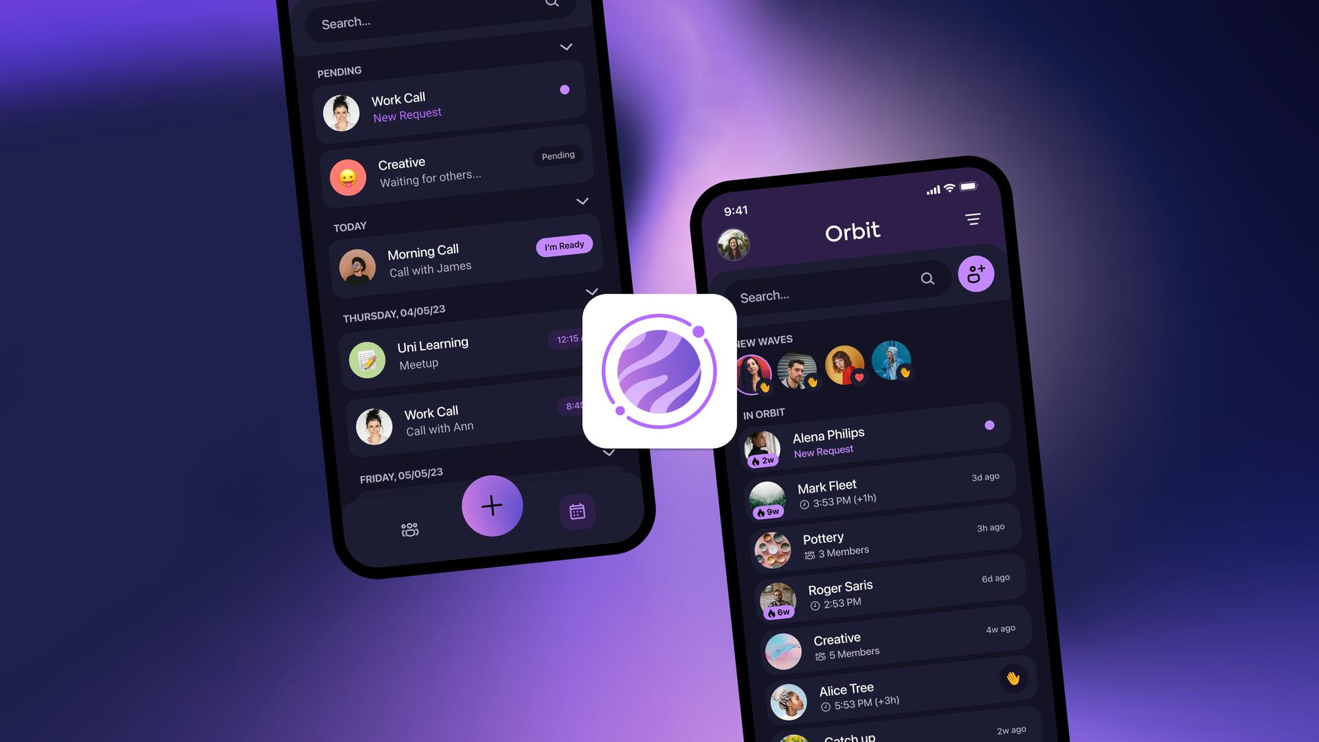 Mockup of the Orbit website, branding and app project.